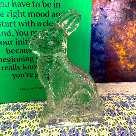 Vintage Other - VTG Millstein Glass Rabbit Candy Holder Figure